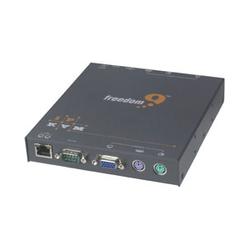 Freedom9 FreeView IP 100 1-Port KVM Switch - 1 x 1 - 1 x mini-DIN (PS/2) Keyboard, 1 x HD-15 Monitor, 1 x mini-DIN (PS/2) Mouse - Rack-mountable