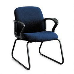 HON Gamut Series Guest Chair, Black Loop Arms & Sled Base, Navy Blue Fabric - Sold as 1 Each