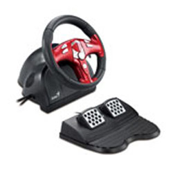 Genius Trio Racer FF Racing Wheel - Steering Wheel, Gaming Pedals - Cable - USB