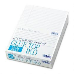 Tops Business Forms Glue Top Legal Pads, 8-1/2 x 11, White, Legal Rule, 50 Shts/Pad, 12/Pack (TOP7523)