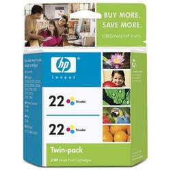 HEWLETT PACKARD - INK SAP HP No. 22 Twinpack Tri-color Ink Cartridge - Color