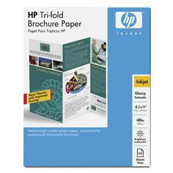 HEWLETT PACKARD HP Tri-fold Brochure Paper - Letter - 8.5 x 11 - 48lb - Glossy - 100 x Sheet - Bright White (C7020A)