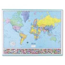 American Map Company Hammond Deluxe Laminated Rolled Political Reference World Map with Flags, 52wx40h (AMM715758)