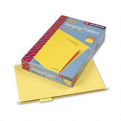 Smead Manufacturing Co. Hanging Folders, Recycled, Legal, Yellow, Color-Matched 1/5 Cut Tabs, 25/Box (SMD64169)
