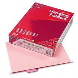 Smead Manufacturing Co. Hanging Folders, Recycled, Letter Size, Pink, Color-Matched 1/5 Tabs, 25/Box (SMD64066)