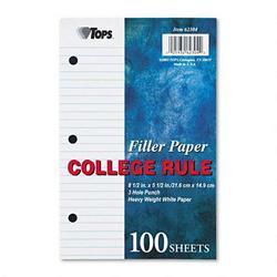 Tops Business Forms Heavyweight 20-lb. Filler Paper, 8-1/2x5-1/2, 5/16 College Rule, 100 Sheets/Pack (TOP62304)