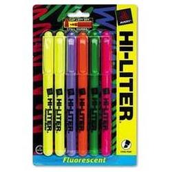 Avery-Dennison Hi-Liter® Fluorescent Pen Style Highlighters, Six-Color Fluorescent Set (AVE23565)