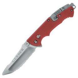 Gerber Hinderer Rescue, Red Nylon Handle, Serrated