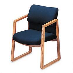 HON Hon 2403MAB90 Sled Base Guest Chair, 2400 Series, Blue Fabric, Medium Oak Frame