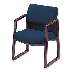 HON Hon 2403NAB90 Sled Base Guest Chair, 2400 Series, Blue Fabric, Mahogany Frame
