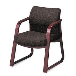 HON Hon 2903NAB12 Sled Base Guest Chair, 2900 Series, Gray Fabric, Mahogany Frame