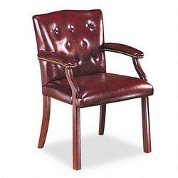 HON Hon 6545NEJ62 Leg Base Guest Chair, 6540 Series, Crested Back, Burgundy Vinyl With Mahogany Frame
