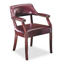 HON Hon Meadowbrook Traditional Wood Seating Guest Arm Chair, Burgundy Vinyl