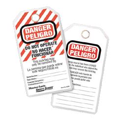 Master Lock Company ID Tags, Do Not Operate ,Withstand 80Ib Pullout,12 CT,White (MLK497AX)