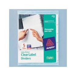 Avery-Dennison Index Maker® Clear Dividers, 5-Tab with White Labels for Copiers, 5 Sets/Pack (AVE11421)