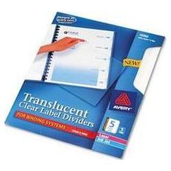 Avery-Dennison Index Maker® Translucent Clear Label Dividers, Unpunched, 5-Tab Style, 1 Set (AVE16060)