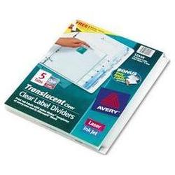 Avery-Dennison Index Maker® Translucent Dividers with Clear Tab Labels, 5-Tab, 5 Sets/Pack (AVE12449)