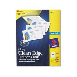 Avery-Dennison Inkjet Business Cards, Glossy, 200/Pack, White (AVE08879)