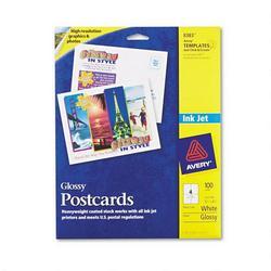 Avery-Dennison Inkjet Postcards,Perforated,5-1/2 x4-1/4 ,100/Pack,Glossy WE (AVE08383)