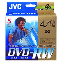 Jvc JVC 4x DVD-RW Media - 4.7GB - 5 Pack