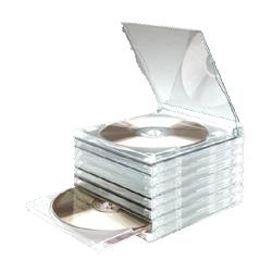 Compucessory Jewel Case, Dual Stacking, Holds DVDs or CDs, 10/Pack, Clear (CCS95505)