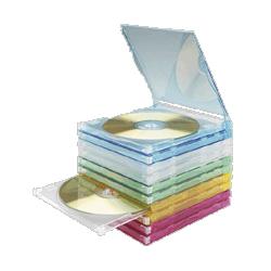 Compucessory Jewel Cases, Stackable, Holds DVDs or CDs, 10/Pack, Assorted (CCS95502)