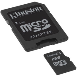 Kingston 2GB microSD Secure Digital Card w/ Full Size SD Adapter