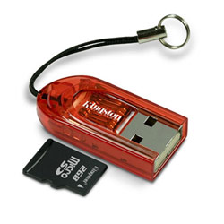 KINGSTON NON-MEMORY Kingston USB micro SD Secure Digital Reader w/ 2GB microSD Card (Red)