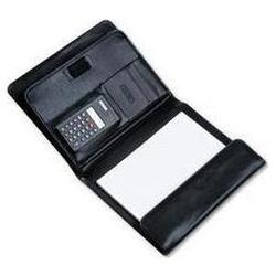 Bond Street Ltd Koskin Leather-Look Holder/Organizer with Calculator, & Letter Size Pad, Black (BND712212BLK)