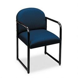 Lesro S1301G3BAVNA Sheffield Guest Chair, Black Tubular Frame/Navy Upholstery
