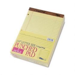 Tops Business Forms Letr-Trim™ Perf-Top Legal Pad, Letter, Canary, 3-Hole/Side, 50 Sheets/Pad, Dozen (TOP75351)