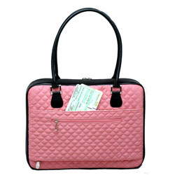 Mango-Tango Mango Tango Pink Quilt in Faux Suede Luggage Laptop Bag - Suede - Pink