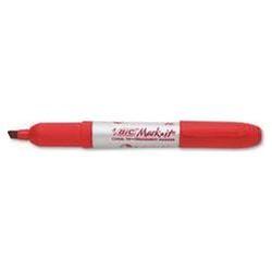 Bic Corporation Mark-It™ Chisel Tip Permanent Marker, Rubber Grip, Rambunctious Red Ink (BICGPMM11RD)