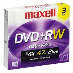 Maxell 24x DVD+RW Media - 4.7GB - 3 Pack