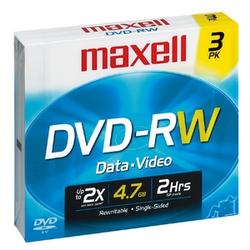 Maxell DVD-RW Media - 4.7GB - 3 Pack