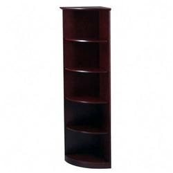 Tiffany Mayline Corsica Series 5-Shelf Quarter Round Bookcase - 68 Height x 19 Width x 19 Depth - Beveled Edge - Wood - Mahogany Top