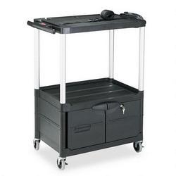 RubberMaid Media Master™ Three-Shelf AV Carts, 42 Electronic Media Cart with Cabinet, Black (RUB9T32)