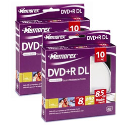 Memorex 2 x 10pks - DVD+R DL 8X Spindle Box