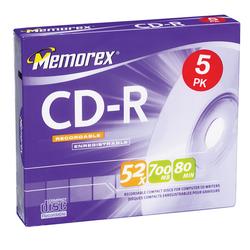 Memorex 52x CD-R Media - 700MB - 5 Pack