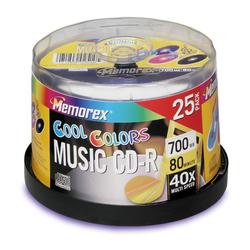 Memorex 700MB/80-Minute Music CD-R Media (Colors, 25-Pack)