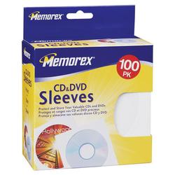 Memorex CD/DVD Sleeves - Slide Insert - Paper - White