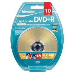 Memorex LightScribe 16x DVD+R Media - 4.7GB - 120mm Standard