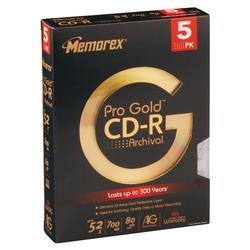 Memorex Pro Gold 52x CD-R Media - 700MB - 120mm Standard - 5 Pack Video Trim Case