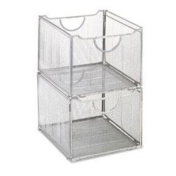 Eldon Office Products Mesh Collapsible Crates, 15-1/2w x 10-3/4d x 13-1/4h, Pewter, 2 per Pack (ELD45308)