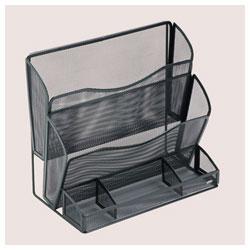 RubberMaid Mesh Two-Pocket File Stand with Organizer, Black, 13-7/8w x 8d x 12-1/2h (ROL21972)
