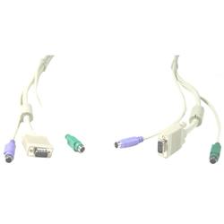 MICRO CONNECTORS Micro Connectors KVM Cable - 1 x HD-15, 2 x mini-DIN - 1 x HD-15, 2 x mini-DIN - 10ft