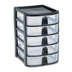 RubberMaid Mini Storage Drawers, 10-5/16 High, Black with 5 Clear Drawers (RUB9A6200BLA)