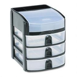 RubberMaid Mini Storage Drawers with Flip-Top Lid, 8-3/4 High, Black with 3 Clear Drawers (RUB9A6000BLA)