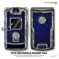 WraptorSkinz Motorola Razor (Razr) V3m Skin Carbon Fiber Blue and Chrome WraptorSki