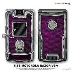 WraptorSkinz Motorola Razor (Razr) V3m Skin Carbon Fiber Purple and Chrome WraptorS